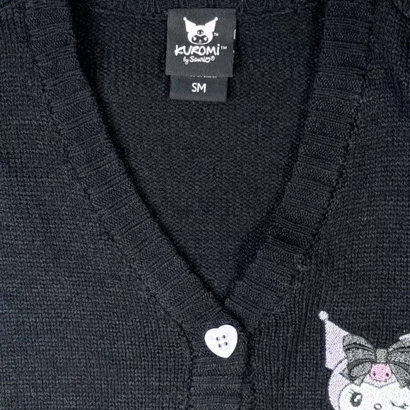 Kuromi Sanrio Embroidered Cardigan Women’s Small Sweater Fortune Teller Black - Picture 8 of 13